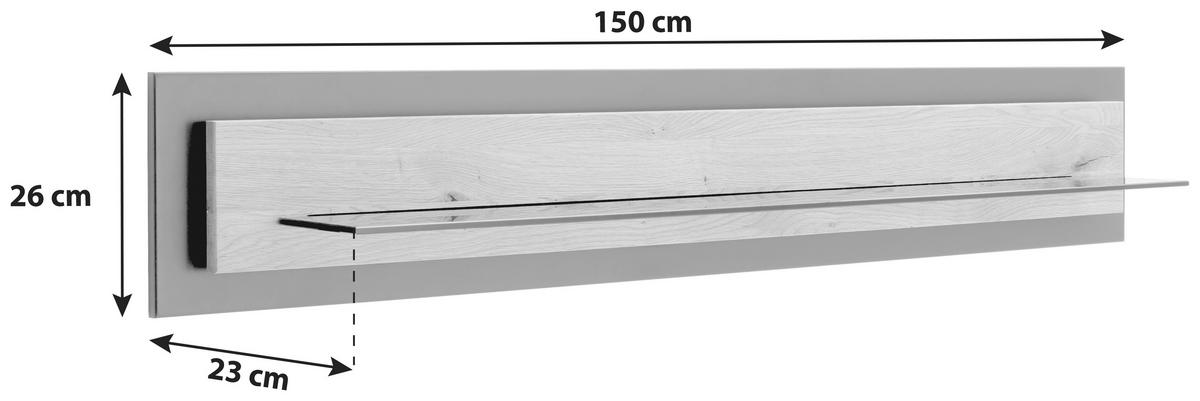 WANDBOARD in 150/26/23 cm Wildeiche  - Wildeiche, Design, Glas/Holz (150/26/23cm) - MID.YOU
