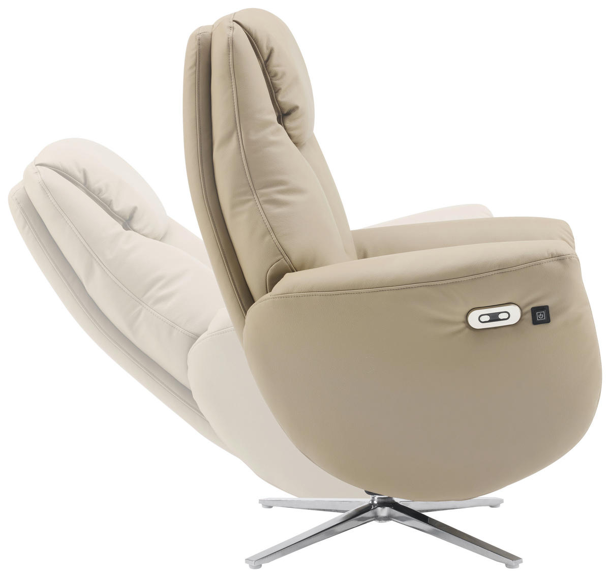 MASSAGESESSEL Echtleder Lederlook Taupe    - Taupe/Chromfarben, Design, Leder/Textil (79/110/85cm) - Livetastic