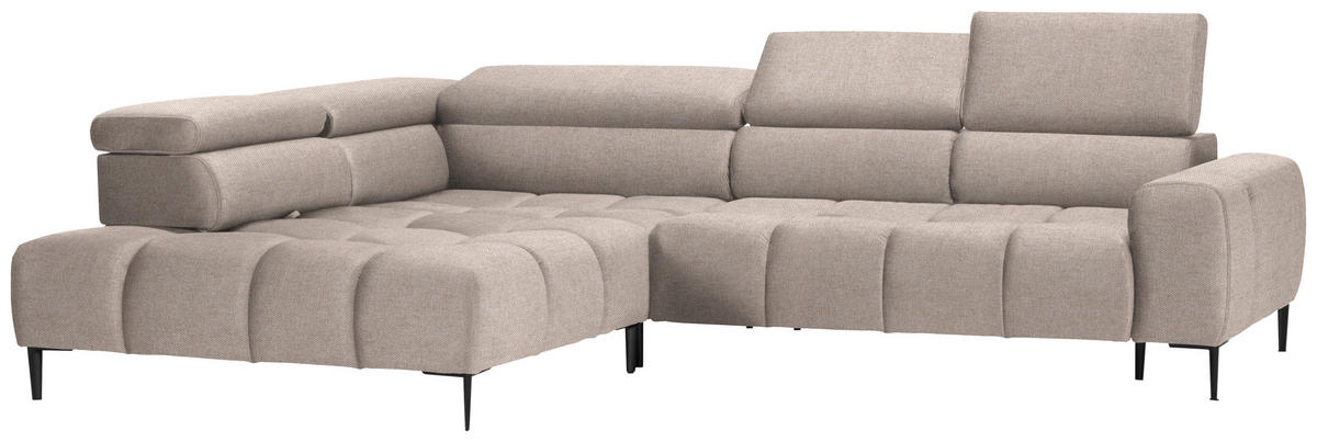 ECKSOFA in Webstoff Beige  216/300 cm  - Beige/Schwarz, Design, Textil/Metall (216/300cm) - Welnova