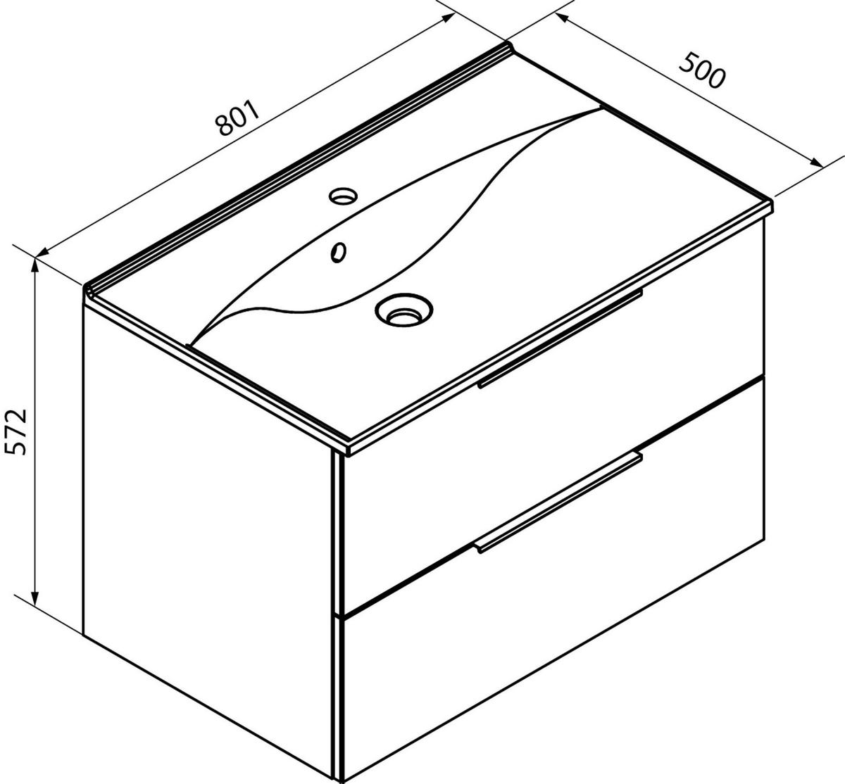 WASCHTISCHKOMBI  - Chromfarben/Eichefarben, Basics, Glas/Holzwerkstoff (80,1/56,2/50cm) - MID.YOU