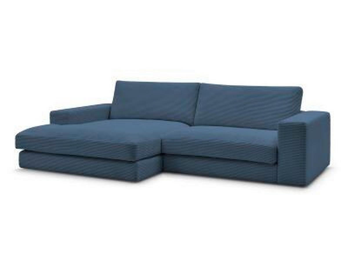 ECKSOFA  LEONARD Dunkelblau Cord  - Schwarz/Dunkelblau, MODERN, Kunststoff/Textil (159/274cm)