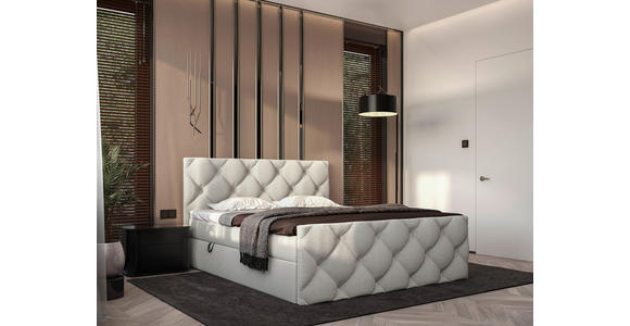 BOXBETT 200/200 cm in Hellgrau - Hellgrau/Schwarz, KONVENTIONELL, Kunststoff/Textil (200/200cm) - Carryhome