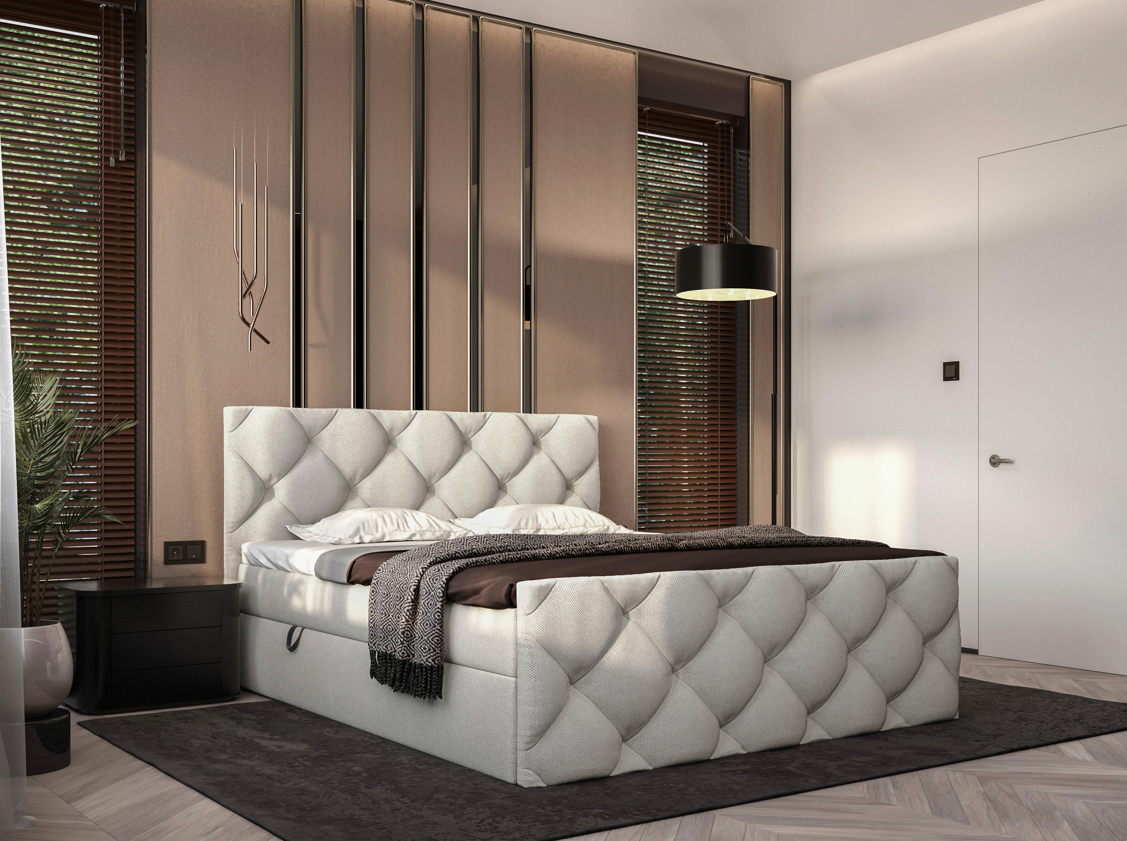 BOXBETT 200/200 cm  in Hellgrau  - Hellgrau/Schwarz, KONVENTIONELL, Kunststoff/Textil (200/200cm) - Carryhome