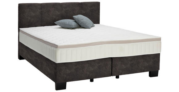 BOXSPRINGBETT 160/200 cm in Graubraun - Graubraun/Schwarz, Design, Kunststoff/Textil (160/200cm) - Hom`in