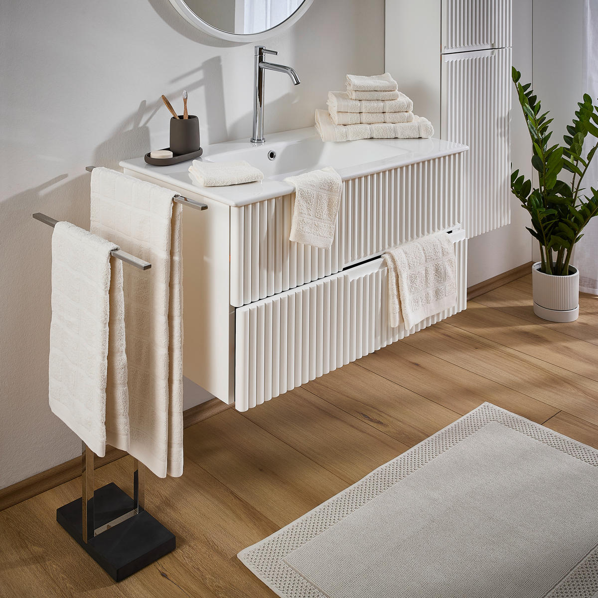 FROTTIERSET CHECK Weiß 10-teilig  - Weiß, Design, Textil (30/50cm) - Esposa