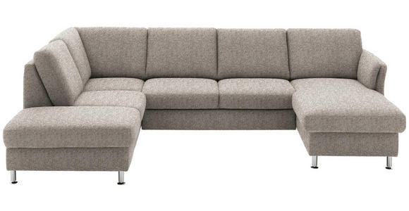 WOHNLANDSCHAFT in Flachgewebe Graubraun - Chromfarben/Graubraun, KONVENTIONELL, Textil/Metall (200/305/168cm) - Voleo