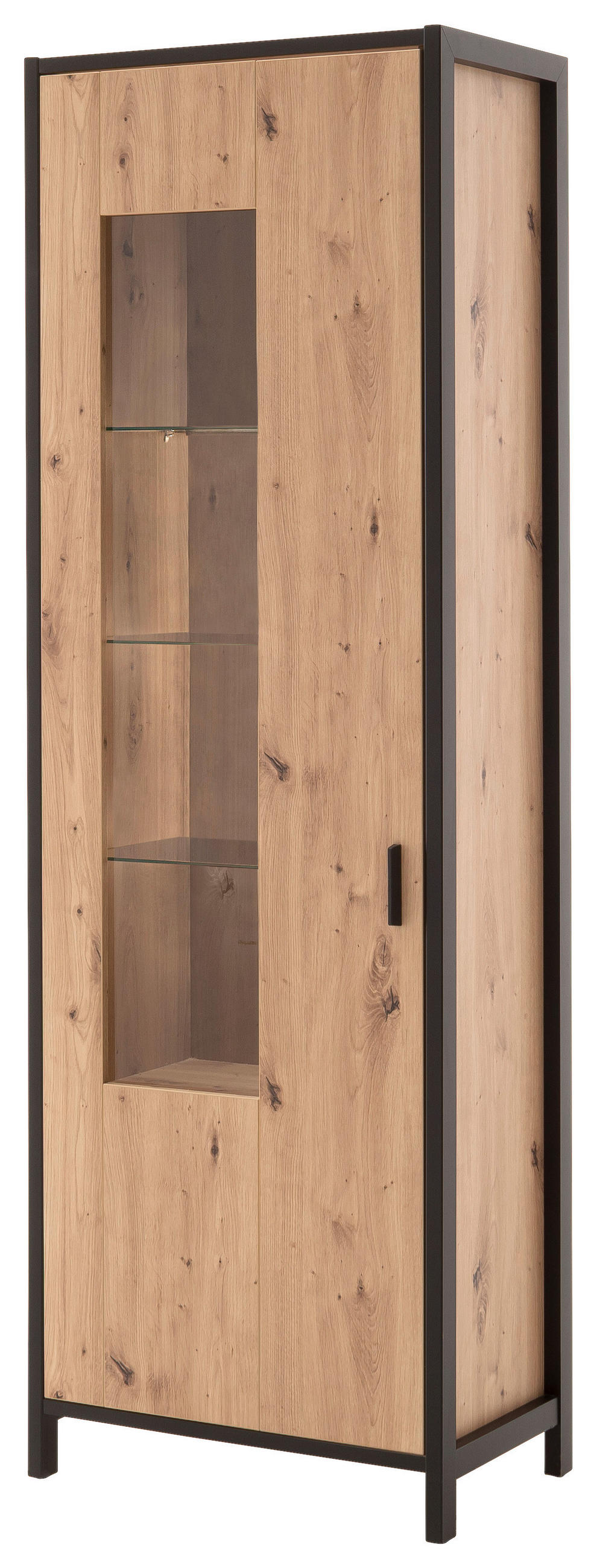 VITRINE  in Anthrazit, Eichefarben  - Eichefarben/Anthrazit, Design, Glas/Holzwerkstoff (65/200/40cm) - Carryhome