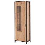 VITRINE  in Anthrazit, Eichefarben  - Eichefarben/Anthrazit, Design, Glas/Holzwerkstoff (65/200/40cm) - Carryhome