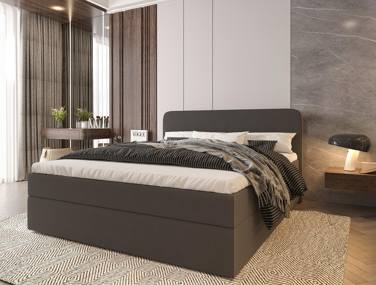 BOXBETT 180/200 cm  in Anthrazit  - Anthrazit/Schwarz, Modern, Holz/Kunststoff (180/200cm) - MID.YOU