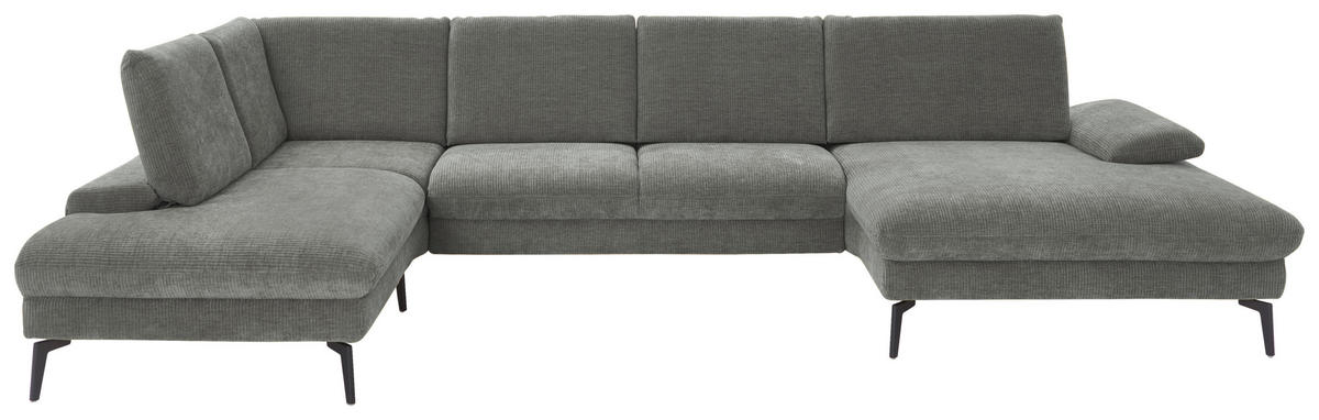 WOHNLANDSCHAFT in Webstoff Hellgrau  - Hellgrau/Schwarz, Design, Textil/Metall (208/354/157cm) - Dieter Knoll