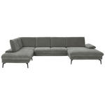 WOHNLANDSCHAFT Dieter Knoll in Webstoff Hellgrau  - Hellgrau/Schwarz, Design, Textil/Metall (208/354/157cm) - Dieter Knoll