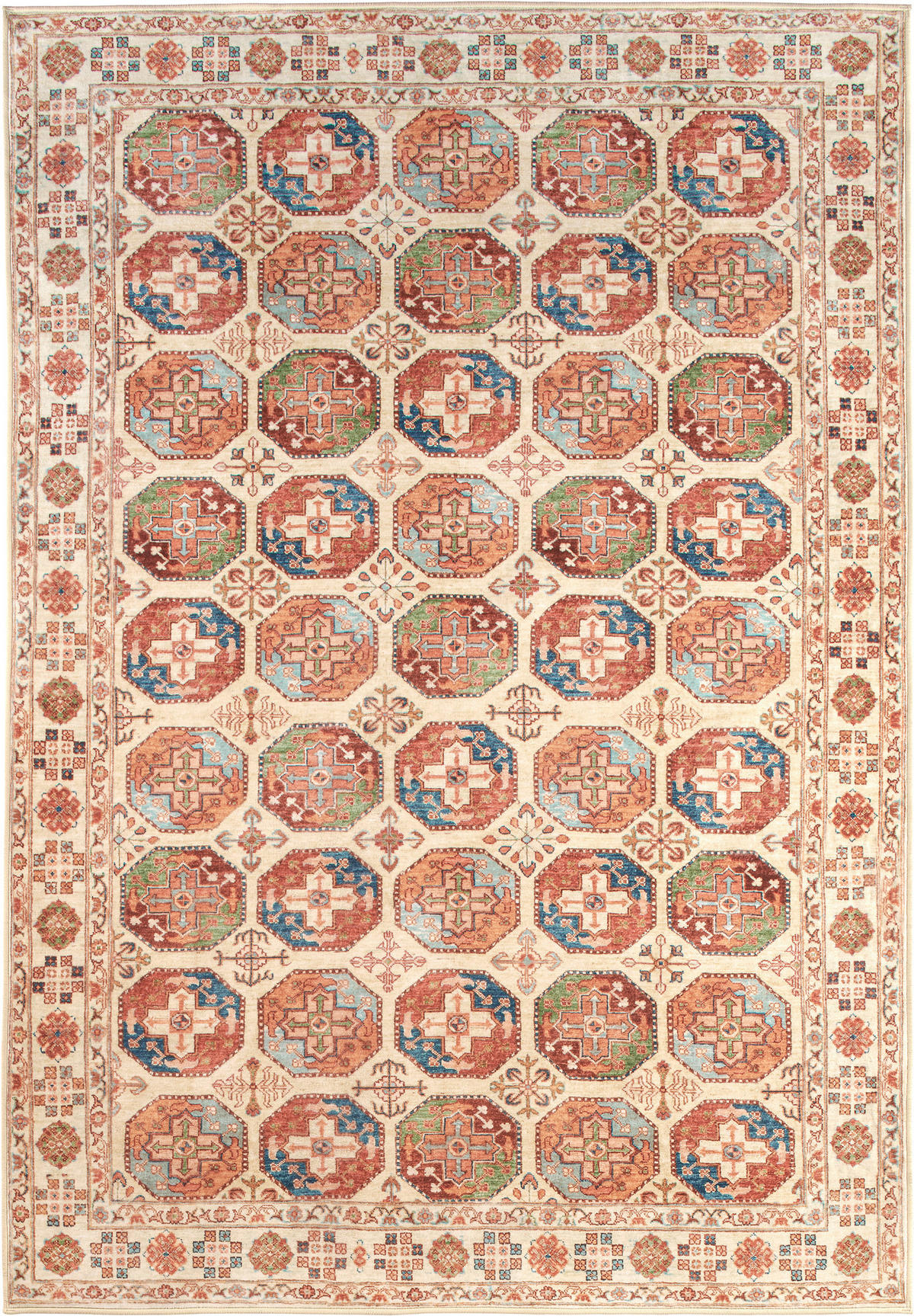 VINTAGE-TEPPICH Living Bathian 160/230 cm  in Creme, Terracotta, Graublau  - Graublau/Terracotta, LIFESTYLE, Kunststoff/Textil (160/230cm) - Lindorug