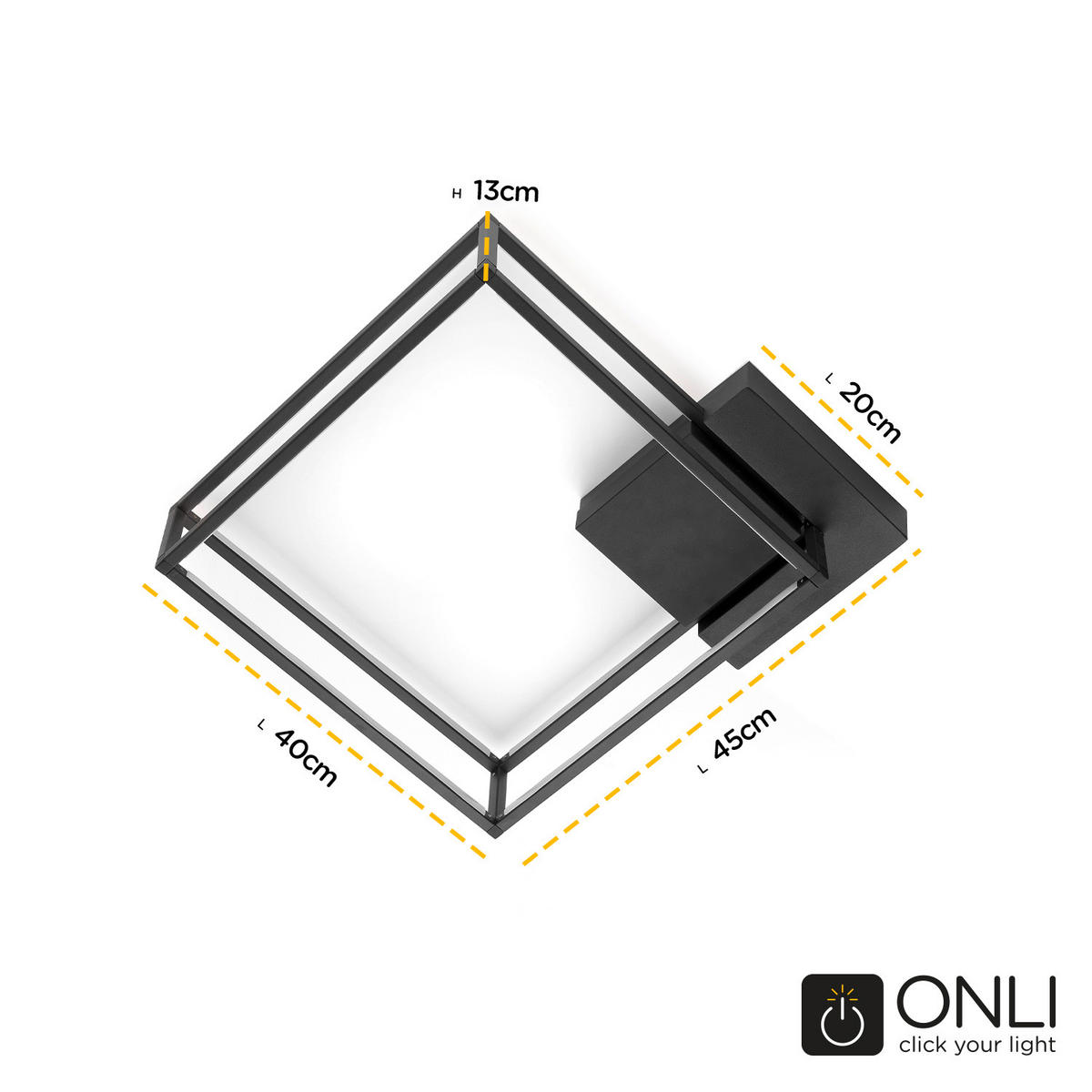 LED-DECKENLEUCHTE 5002 PING 45/45/13 cm   - Schwarz, Design, Metall (45/45/13cm)