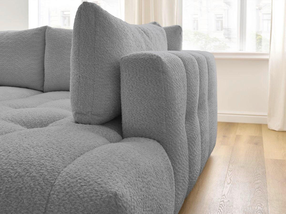 ECKSCHLAFSOFA FUJI Bouclé Dunkelgrau  inkl.  - Dunkelgrau/Schwarz, MODERN, Kunststoff/Textil (282/204cm)