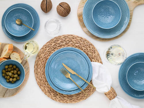 TAFELSERVICE Hellblau 18-teilig  - Hellblau, Trend, Keramik - Creatable