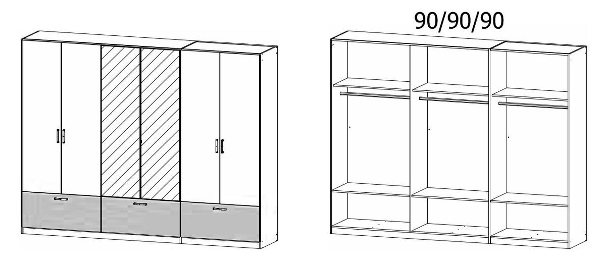 KLEIDERSCHRANK in Grau, Eiche Artisan  - Eiche Artisan/Grau, Basics, Holzwerkstoff/Metall (271/210/54cm) - Boxxx