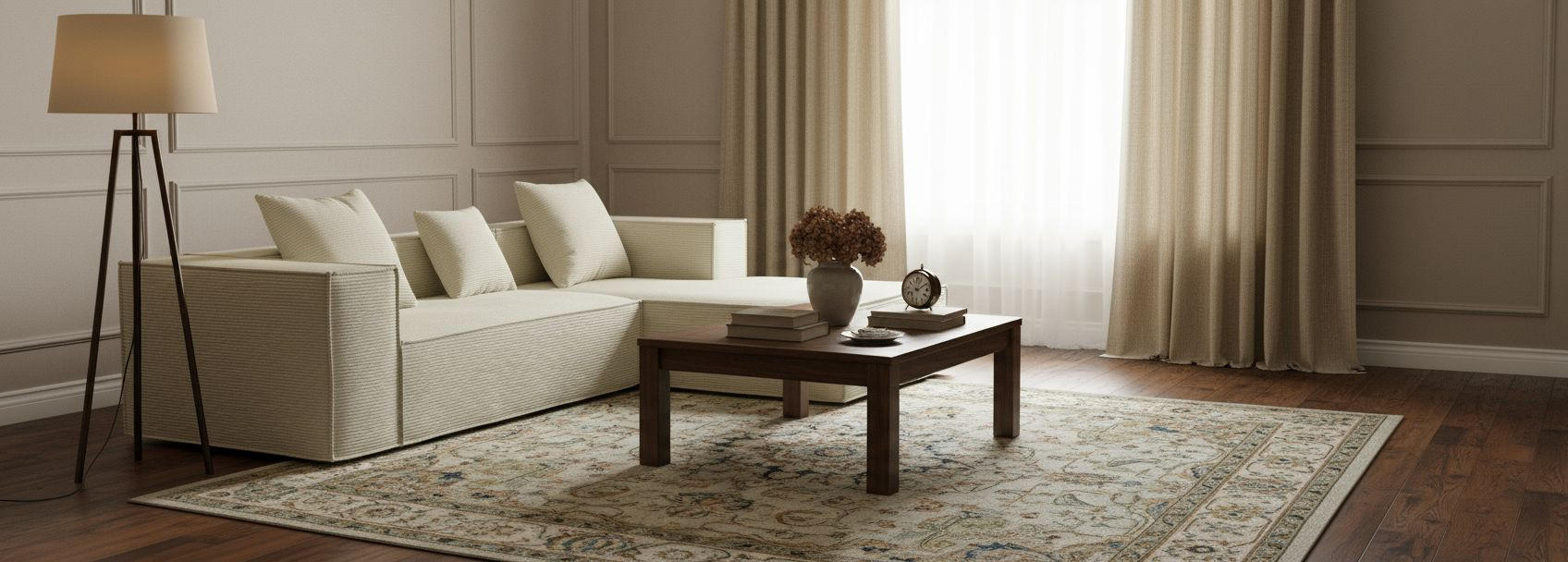 ECKSOFA in Cord Beige   - Beige, Design, Textil (270/60/100cm) - P & B