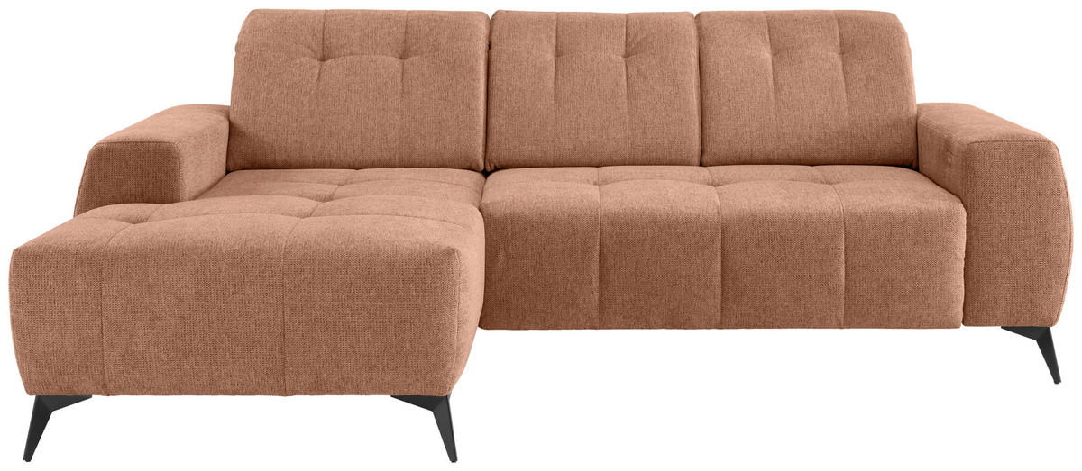 ECKSOFA Koralle Chenille  - Koralle/Schwarz, MODERN, Textil/Metall (180/258cm) - Livetastic