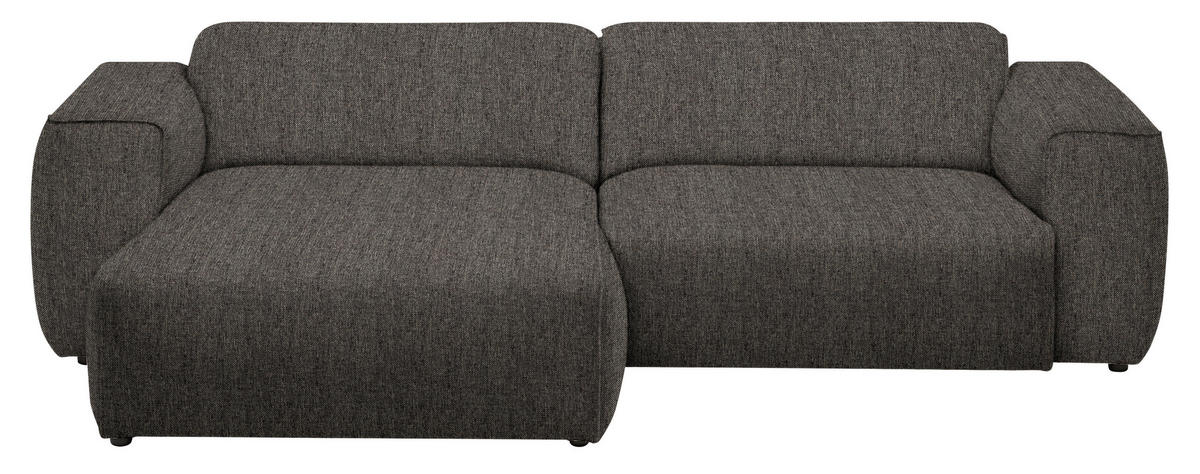 ECKSOFA  in Webstoff Dunkelbraun  171/265 cm  - Dunkelbraun/Schwarz, Design, Kunststoff/Textil (171/265cm) - home24