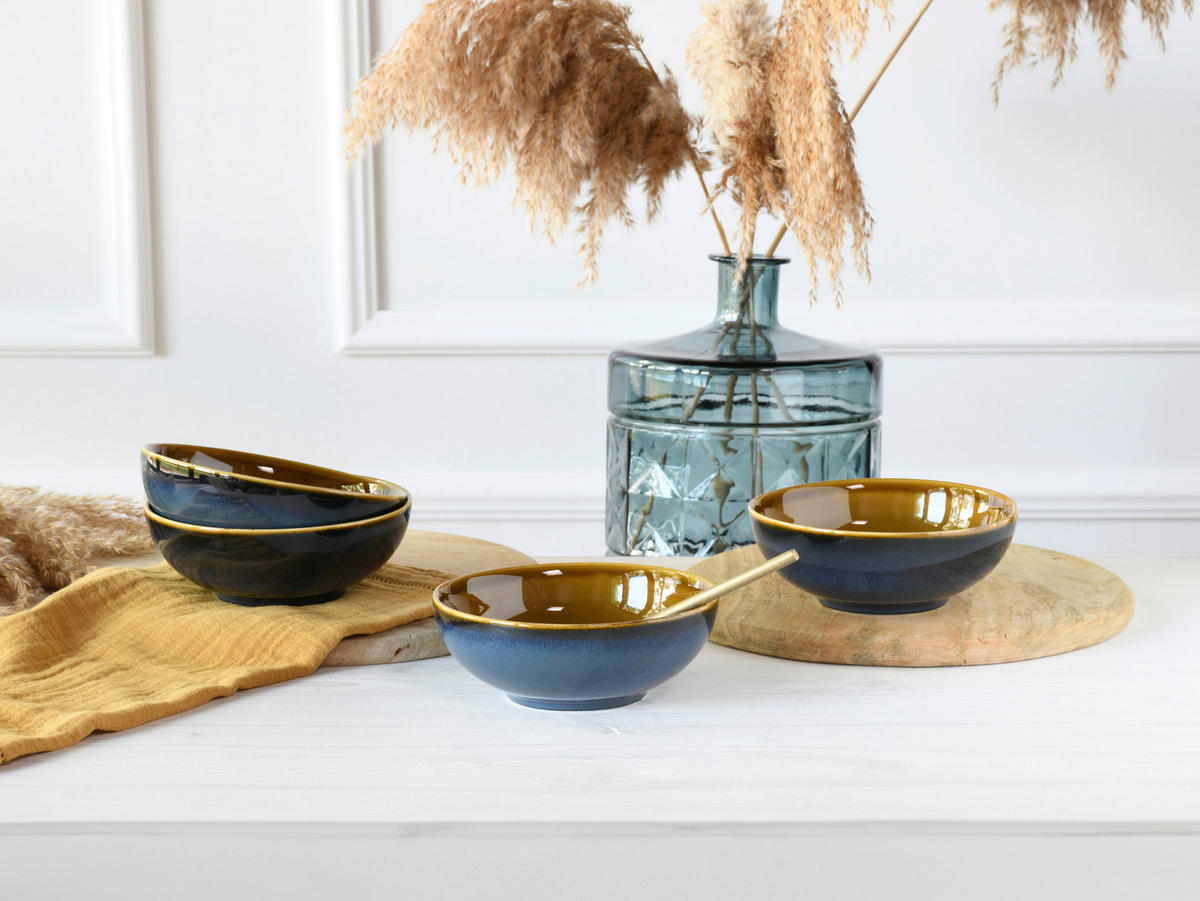 SCHÜSSELSET 4-teilig Mallorca   - Blau/Braun, Basics, Keramik - Creatable