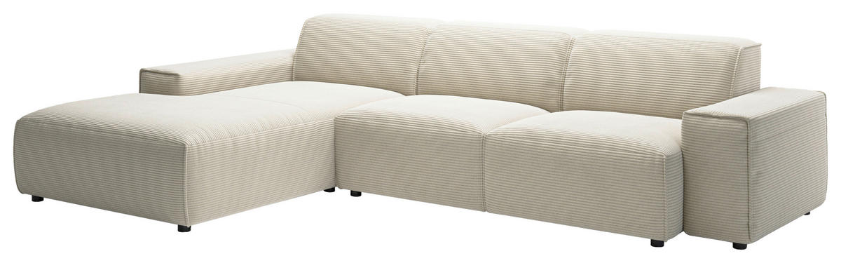 ECKSOFA in Cord Naturfarben  - Schwarz/Naturfarben, Design, Kunststoff/Textil (189/300cm) - Pure Home Lifestyle