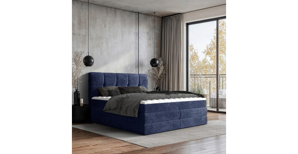 BOXSPRINGBETT 180/200 cm in Blau - Blau/Schwarz, Design, Kunststoff/Textil (180/200cm) - Esposa