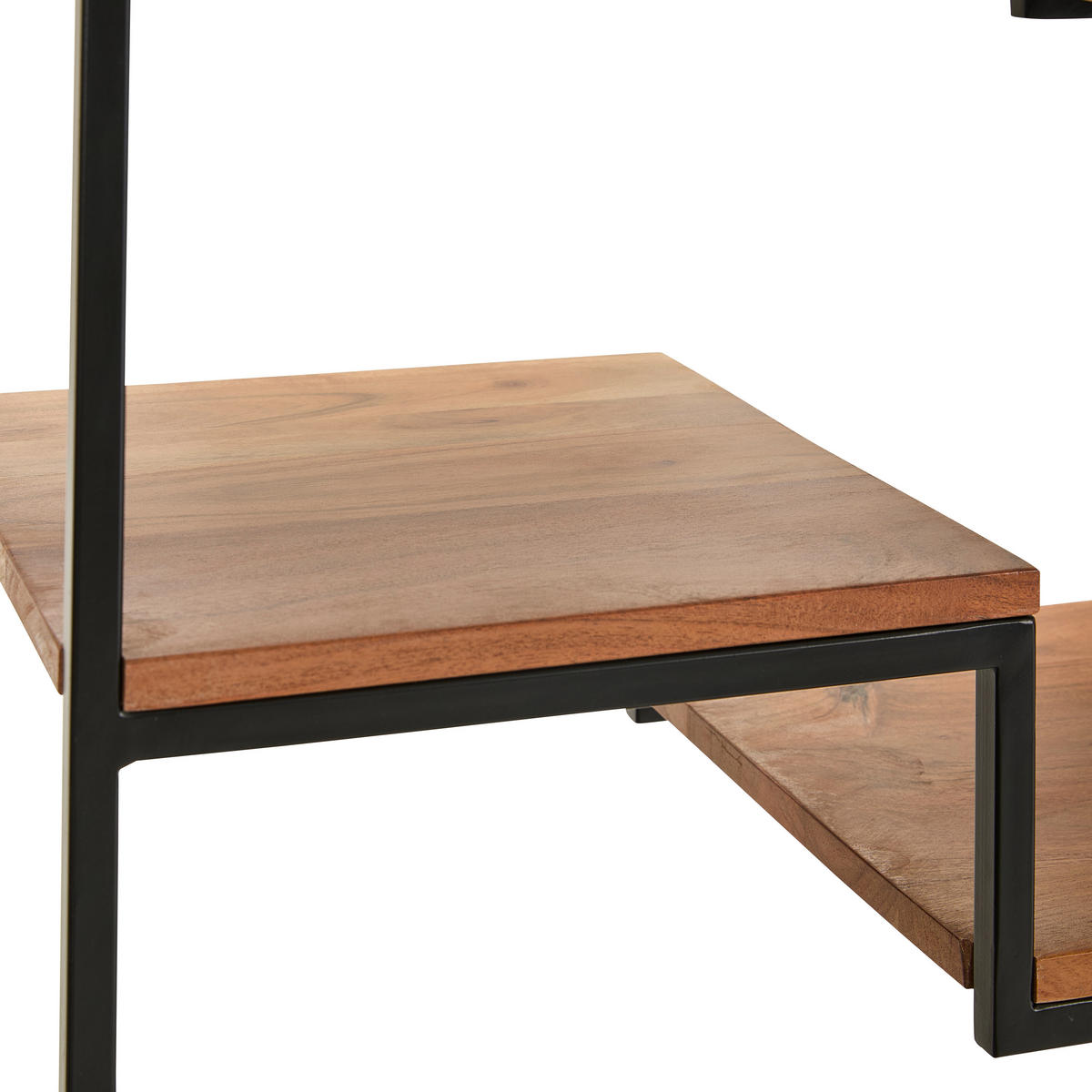 REGAL Akazie vollmassiv Schwarz, Akaziefarben  - Schwarz/Akaziefarben, LIFESTYLE, Holz/Metall (80/190/30cm) - Landscape