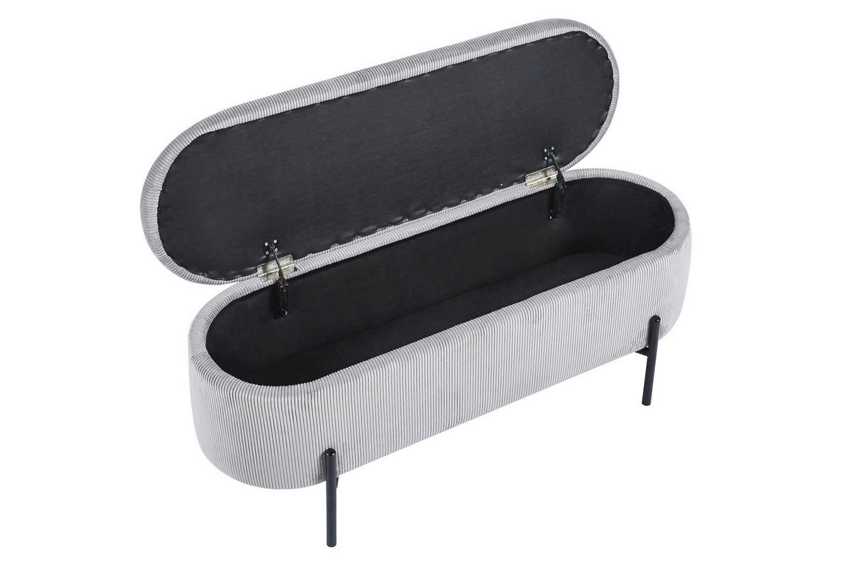 BETTBANK Cord Hellgrau  - Hellgrau/Schwarz, MODERN, Textil/Metall (110/44/40cm) - Livetastic