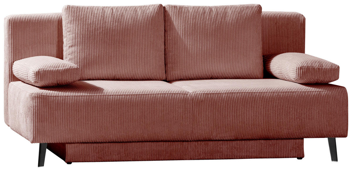 KANAPÉÁGY textil rózsaszín  - fekete/rózsaszín, Modern, textil/fém (193/85/88cm) - Novel