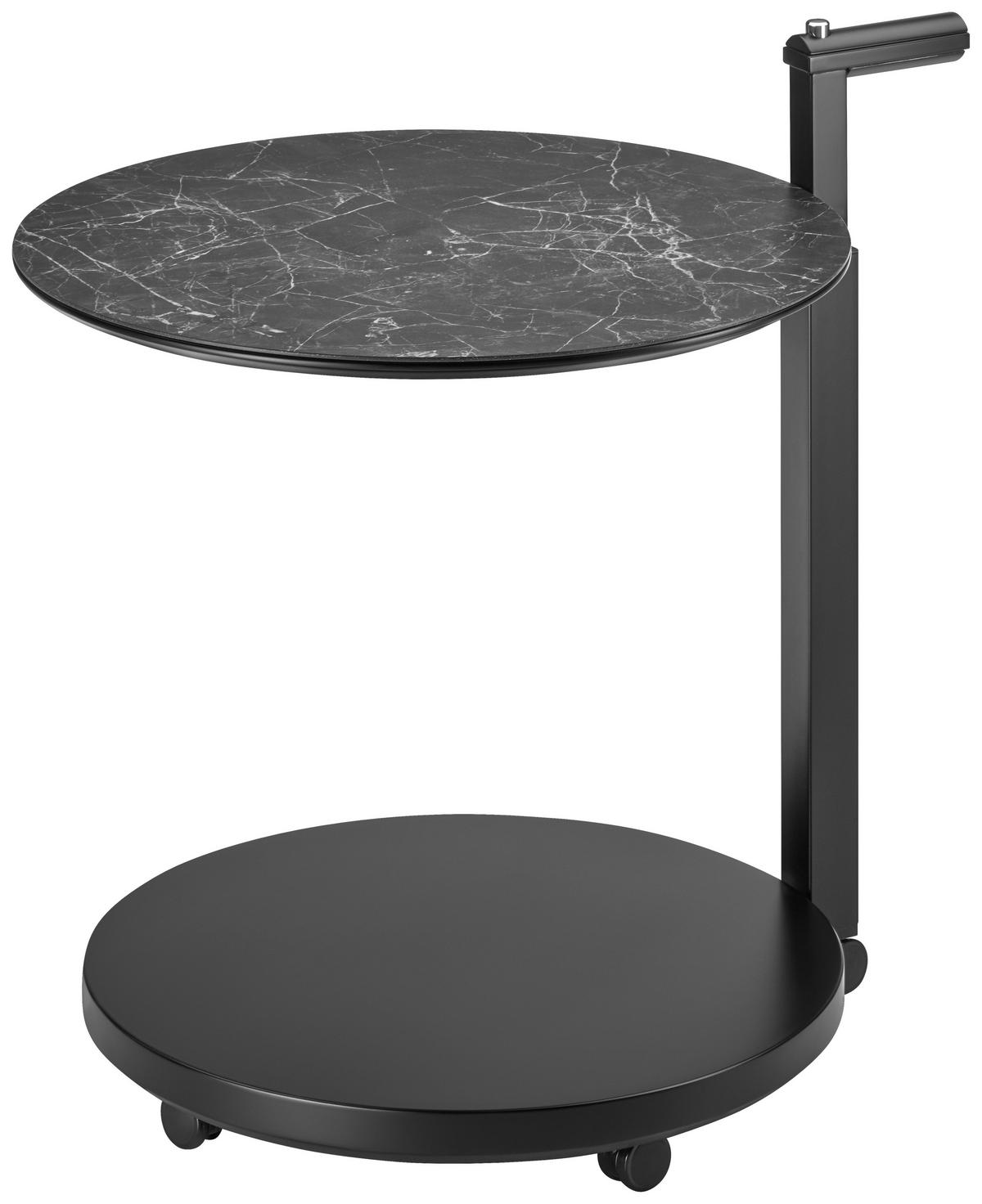 BEISTELLTISCH 55/55/54-73 cm Schwarz, Silberfarben rund  - Silberfarben/Schwarz, Design, Keramik/Holzwerkstoff (55/55/54-73cm) - Bacher