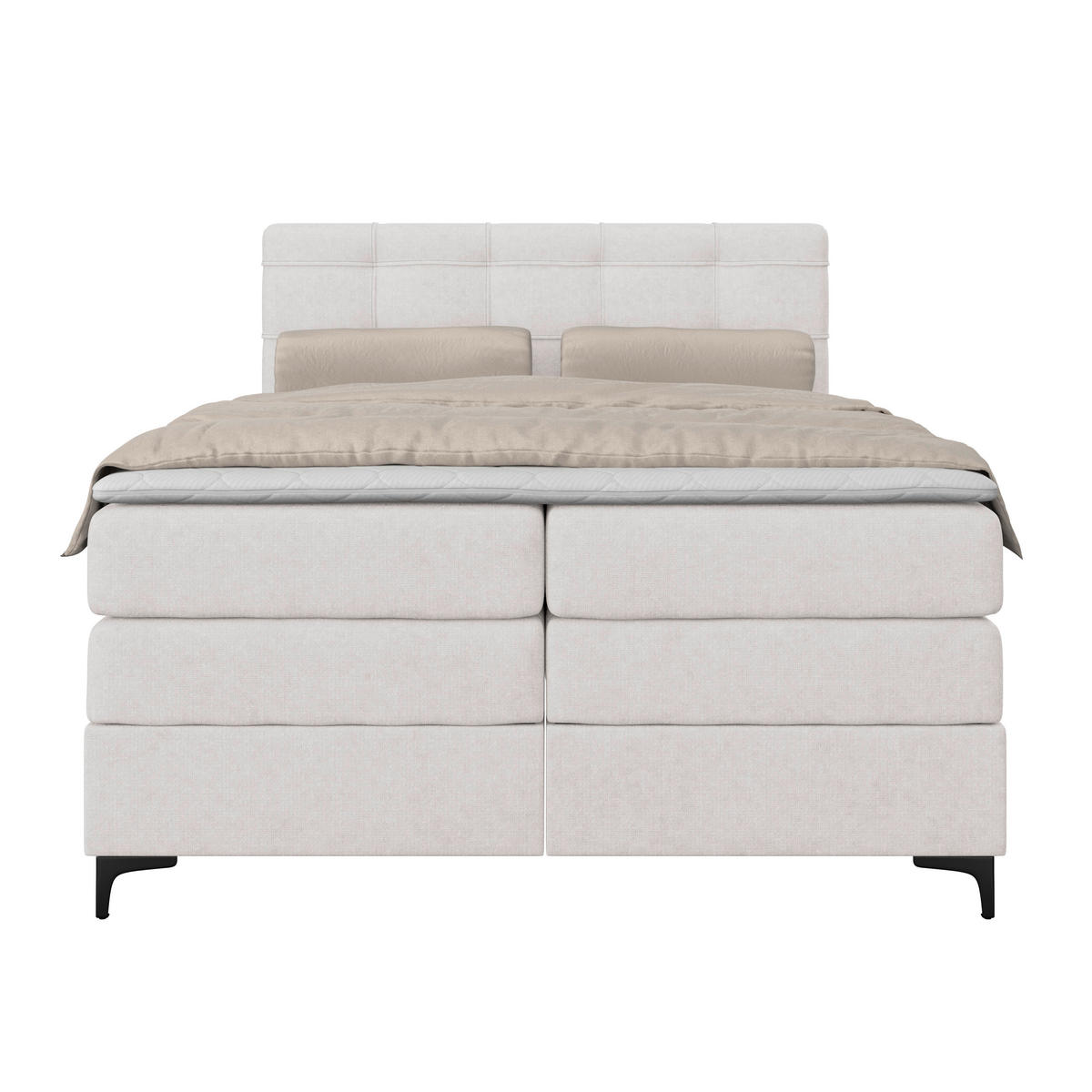 BOXSPRINGBETT 140/200 cm,  in Champagner, H3 = fest  - Champagner/Schwarz, KONVENTIONELL, Kunststoff/Textil (140/200cm)
