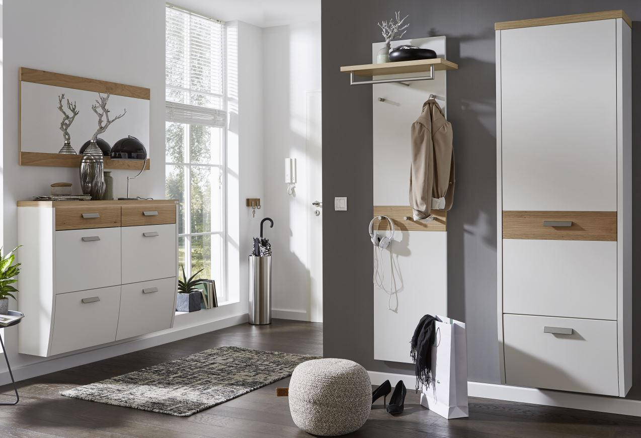 GARDEROBE Weiß, Eichefarben - Eichefarben/Weiß, Design, Holz (270/200/32cm) - Dieter Knoll
