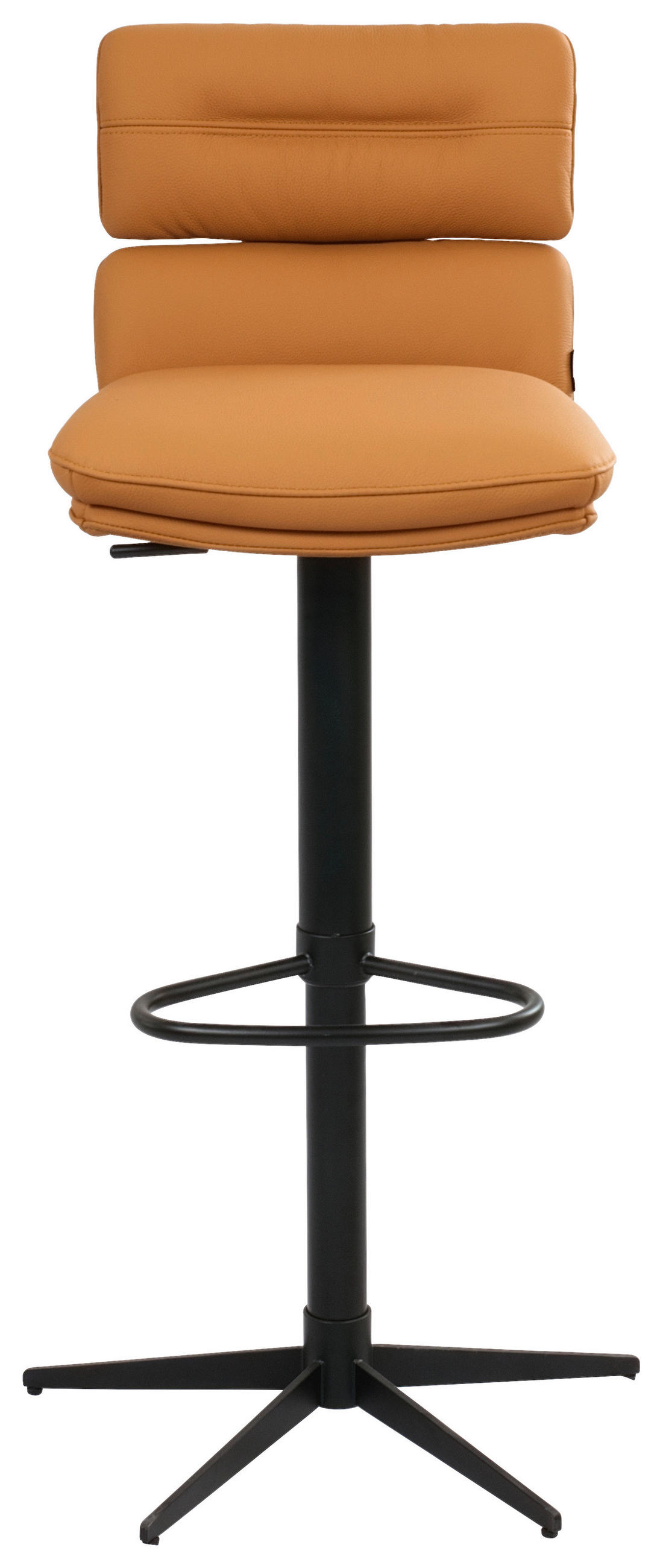 BARHOCKER Echtleder Schwarz, Cognac Eisen Lederauswahl, Stoffauswahl, Wippfunktion, Sitzfläche 360° drehbar  - Cognac/Schwarz, Design, Leder/Metall (42/99-117/50cm) - Dieter Knoll