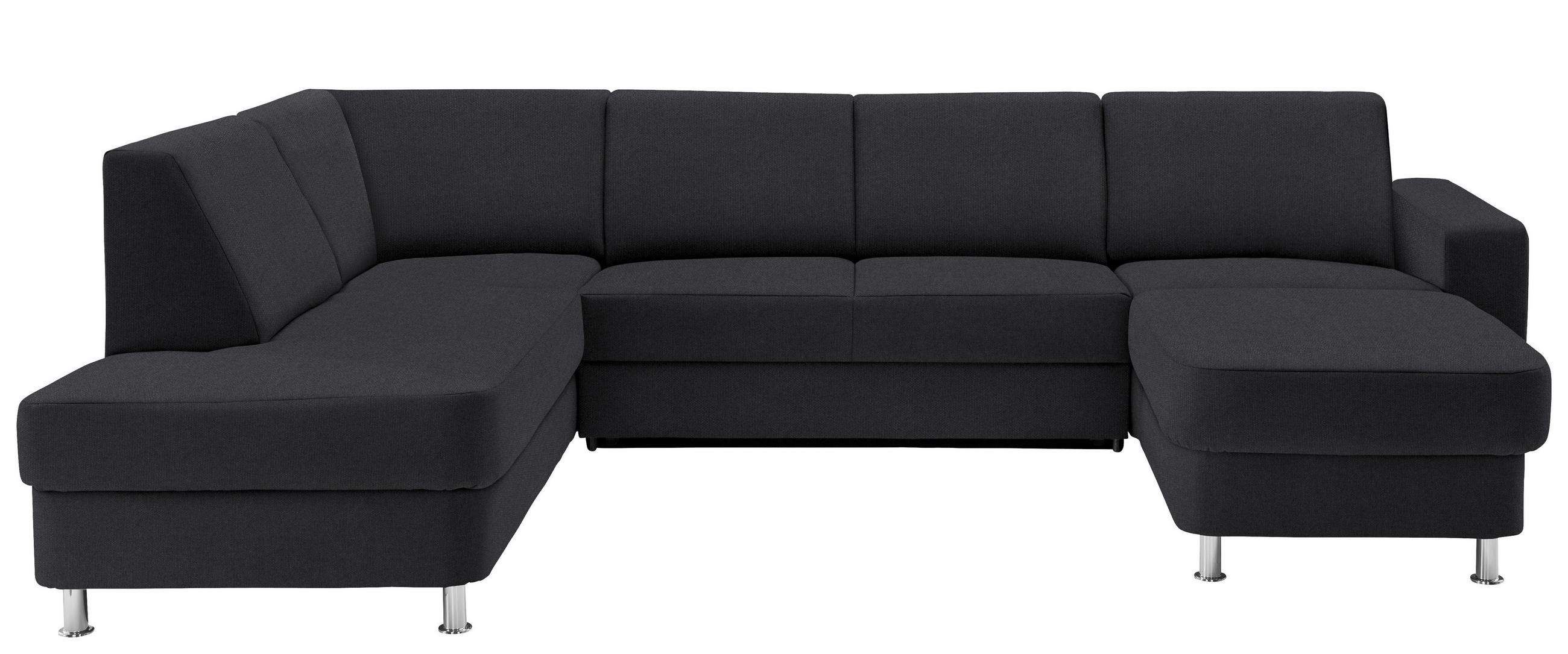 WOHNLANDSCHAFT  in Chenille Dunkelgrau  - Chromfarben/Dunkelgrau, Design, Kunststoff/Textil (198/301/165cm) - Xora