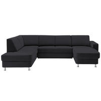 WOHNLANDSCHAFT Chenille Dunkelgrau  - Chromfarben/Dunkelgrau, Design, Kunststoff/Textil (198/301/165cm) - Xora