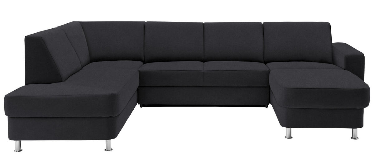 WOHNLANDSCHAFT Chenille Dunkelgrau  - Chromfarben/Dunkelgrau, Design, Kunststoff/Textil (198/301/165cm) - Xora