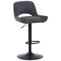BARHOCKER Webstoff Grau, Schwarz Eisen  - Schwarz/Grau, Design, Textil/Metall (49/86,5-108,5/53cm) - Novel