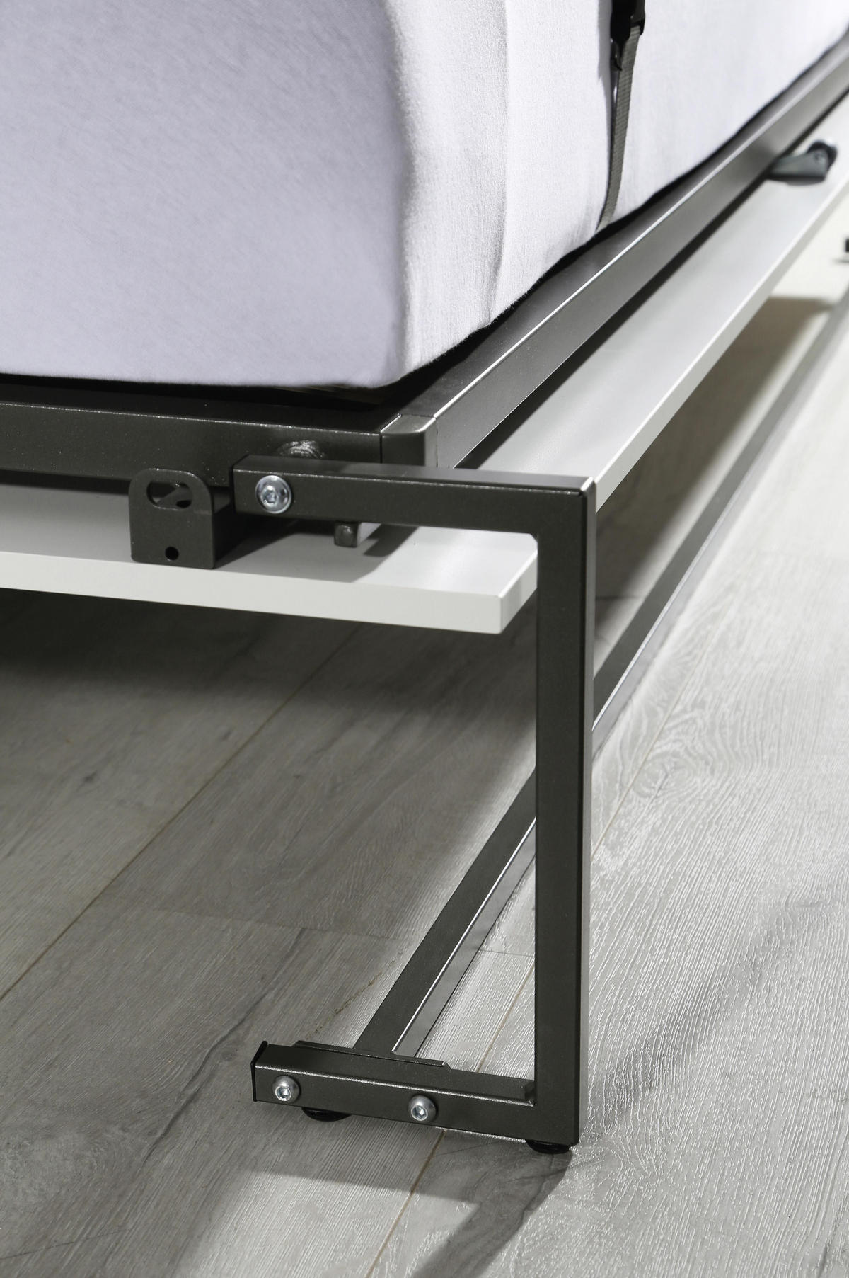 SKÅPSÄNG i trämaterial vit  - mörkgrå/vit, Modern, metall/trämaterial (90/200cm) - Rauch Möbel