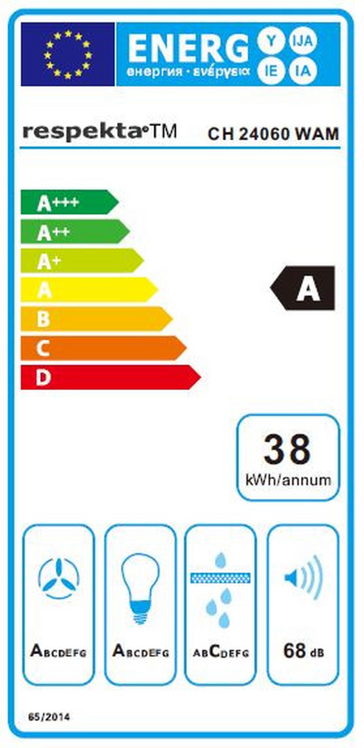 DUNSTABZUGSHAUBE CH24060WAM  - Weiß, Trend, Glas/Metall (59,5/74,2-109,2/38,5cm) - Respekta