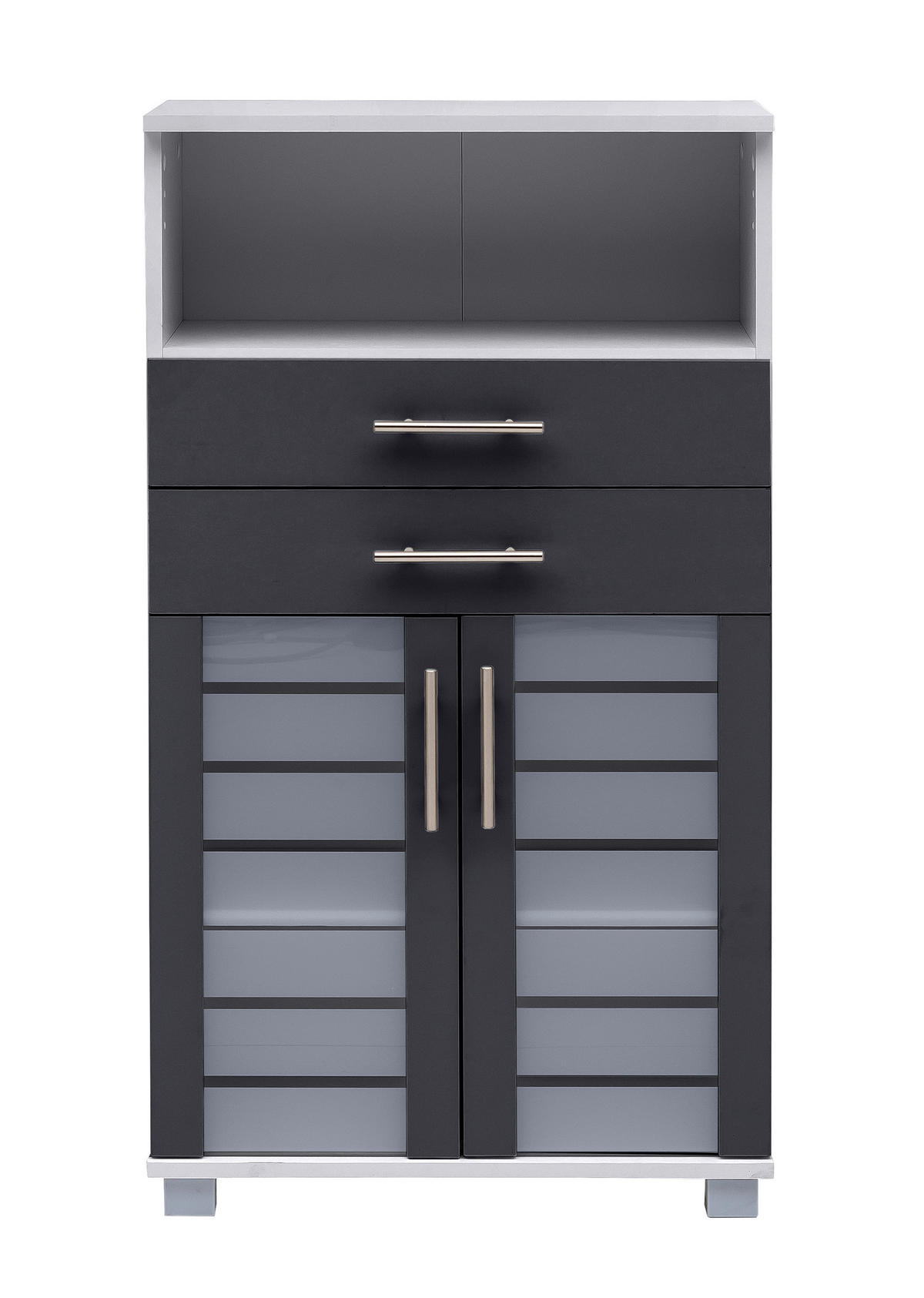 MIDISCHRANK 59,8/110,5/32,6 cm  - Edelstahlfarben/Anthrazit, MODERN, Glas/Holzwerkstoff (59,8/110,5/32,6cm) - MID.YOU