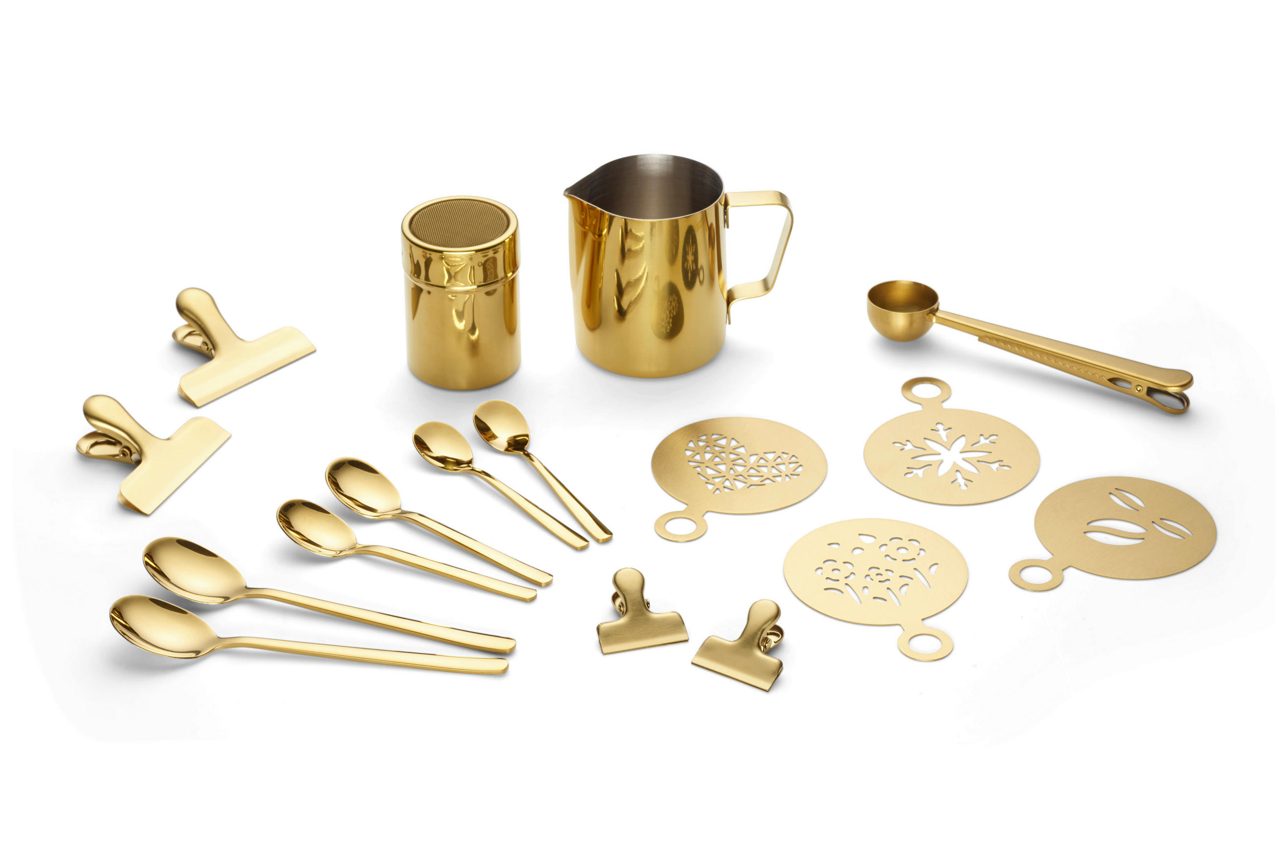 KAFFESET 23 delar  - guldfärgad, Design, metall (10,5cm) - Echtwerk