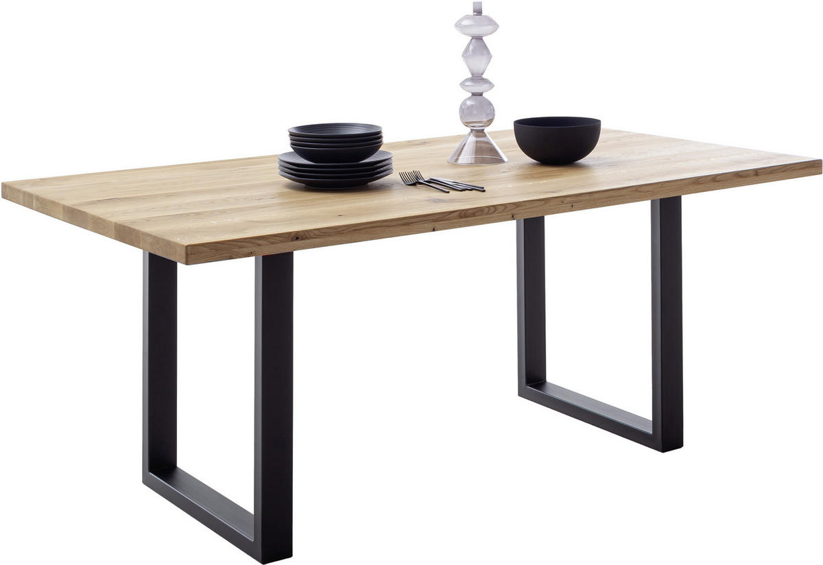ESSTISCH in Holz 180/100/76 cm  - Wildeiche/Schwarz, Konventionell, Holz/Metall (180/100/76cm) - Valdera