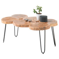 COUCHTISCH Akazie massiv 100/65/45 cm Akaziefarben  - Schwarz/Akaziefarben, Natur, Holz/Metall (100/65/45cm) - Livetastic