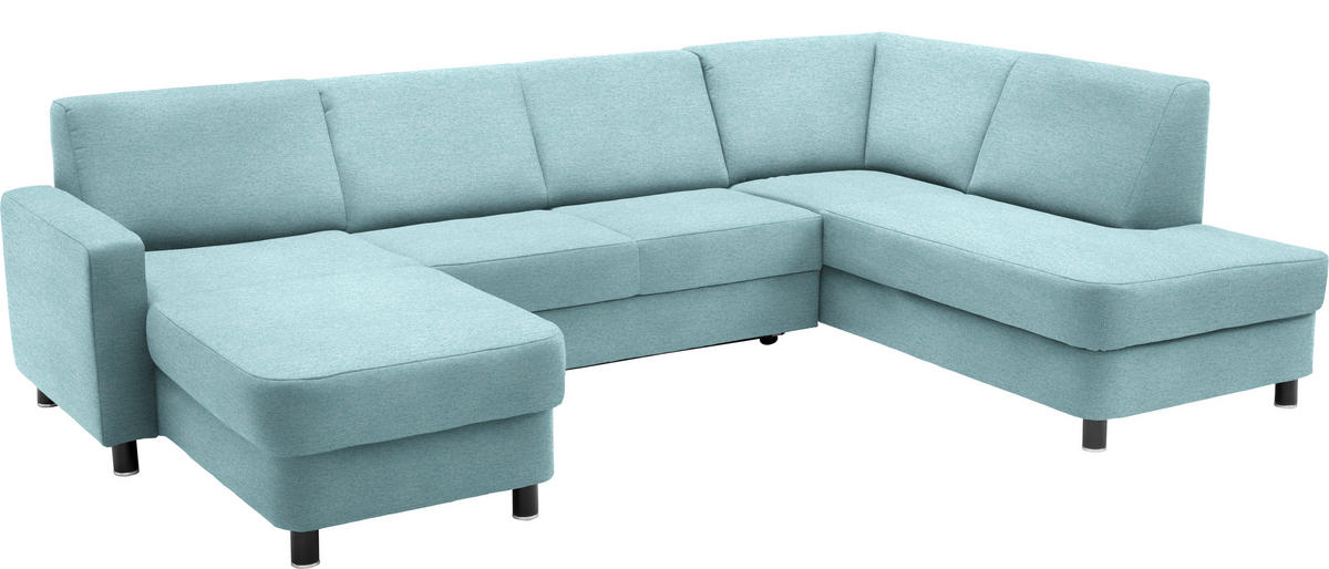 WOHNLANDSCHAFT in Webstoff Türkis  - Türkis/Schwarz, Design, Holz/Textil (165/296/198cm) - Xora