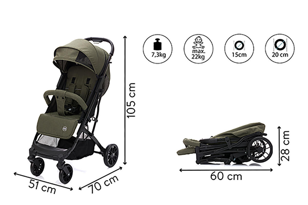 KIŠOBRAN KOLICA  Styler Elite  - Osnovno, tekstil/metal (100/70/51cm) - Fillikid