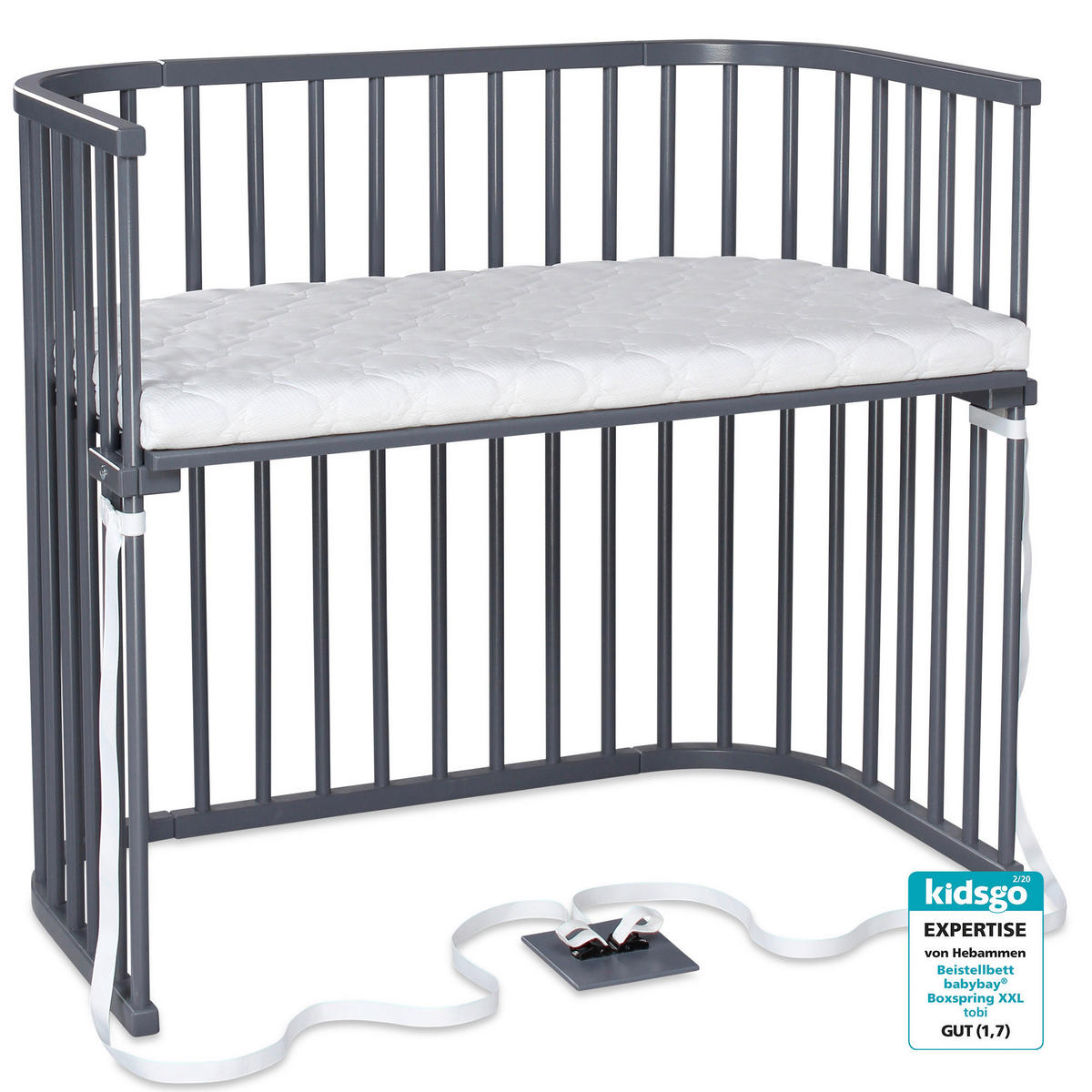 BEISTELLBETT 110/62/96,50 cm  - Grau, Basics, Holz (110/62/96,50cm) - Babybay