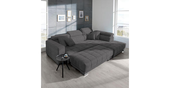 ECKSOFA in Mikrofaser Grau 301/207 cm - Chromfarben/Grau, Design, Textil/Metall (301/207cm) - Xora