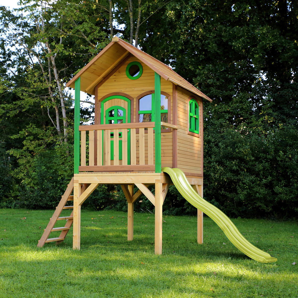 SPIELHAUS 318/272/191 cm  - Braun/Hellgrün, Konventionell, Holz (318/272/191cm)