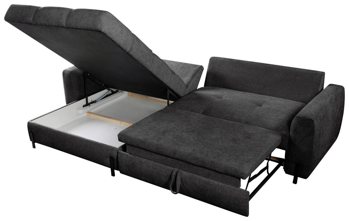 ECKSOFA in Struktur Anthrazit  - Anthrazit/Schwarz, Design, Textil/Metall (162/265cm) - MID.YOU