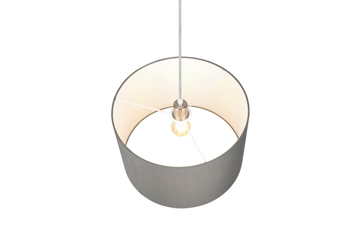 HÄNGLAMPA 40/150 cm  - grå/nickelfärgad, Design, metall/textil (40/150cm) - Trio Leuchten